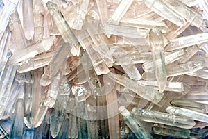 Many natural quartz crystals in the form of ice