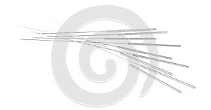 Many needles for acupuncture on white background