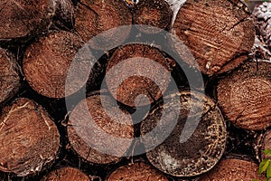 Many of old brown woodblocks in a stack