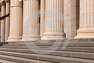 Many old greek columns in a row