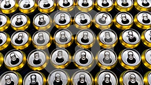 Many Opened canned drinks. Background of cans