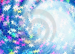 Many painted multicolored stars background with neon shining