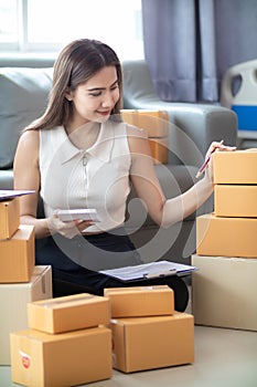 Many parcel boxes are prepared and inspected before calling shipping company to pick up parcel for delivery. entrepreneurs SMEs