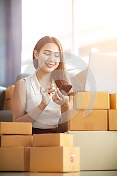 Many parcel boxes are prepared and inspected before calling shipping company to pick up parcel for delivery. entrepreneurs SMEs