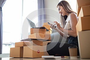 Many parcel boxes are prepared and inspected before calling shipping company to pick up parcel for delivery. entrepreneurs SMEs