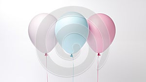 many pastel colorful bright balloons on a white background with copy space