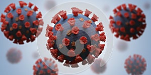 Many pathogenic viruses causing infection. 3D rendered illustration.