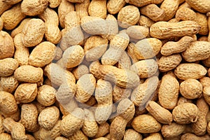 Many peanuts in shells background. Food texture