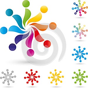 Many people, colored, group, team and people logo