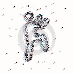 Many people form a dancing man