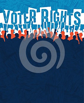 Design template. Many people with signs protest voter suppression. Space for text