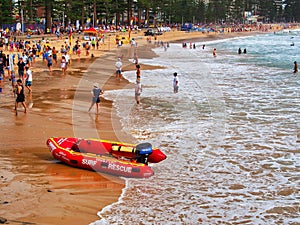 Swimmers and Surf Rescue Boat, Manly Beach, Sydney, Australia