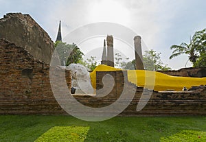 Reclining Buddha Statue at Wat Yai Chaimongkol, Ayutthaya, Thailand