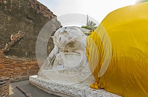 Reclining Buddha Statue at Wat Yai Chaimongkol, Ayutthaya, Thailand