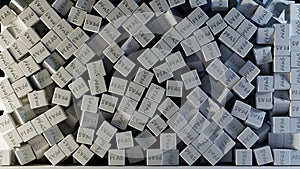 Many PFAS blocks arranged randomly - conceptual 3D illustration