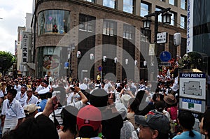 Many photographers in Hakata Gion Yamakasa festival