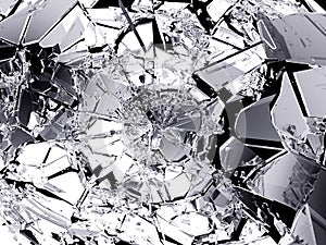 Many pieces of shattered glass isolated