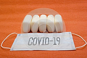 Many pieces soap and mask - protection quarantine, coronavirus, lettering covid19