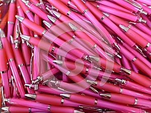 Many pink ballpoint