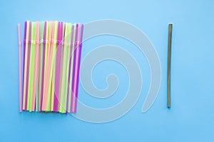 Many plastic drinking straws vs one reusable bamboo