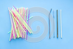 Many plastic drinking straws vs one reusable metal