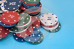 Many poker chips isolated