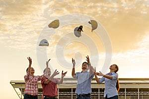 Many races Engineers throwing up hat for celebrate after project