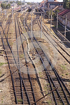 Many railway tracks at the station Cluj Napoca, Kolozsvar, Klausenburg, Transylvania, Romania