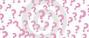 Many random question signs marks on seamless pattern isolated on a white background