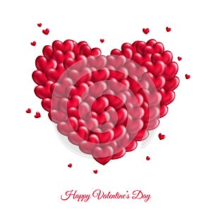 Many red small hearts for Valentine`s Day
