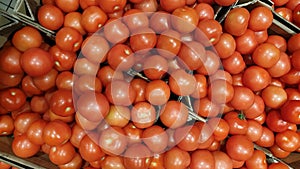 Many ripe red tomatoes, full screen image, top view