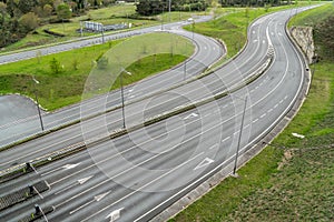 Many roads view from above without vehicles