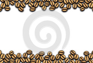 Many roasted coffee beans ornament on a white background illustration