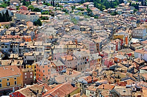 Many roofs in town Rovinj, Croatia