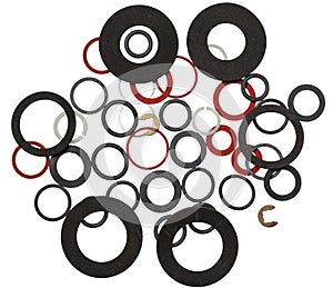 Many round rubber gaskets