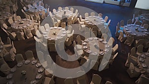 many round tables before a corporate party