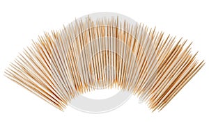 Many scattered toothpicks in semicircle shape