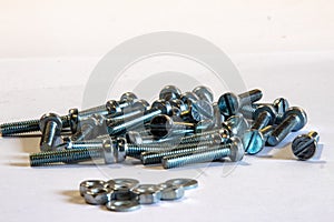 Many silver metric machine screws