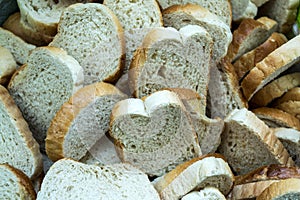Many slices of dry old bread