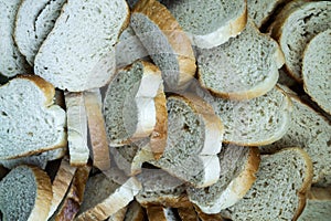Many slices of dry old bread