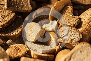 Many slices of stale bread. photo