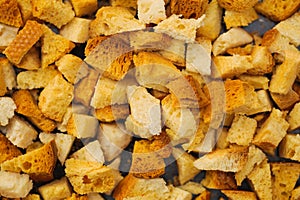 Many small pieces of dried bread