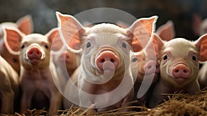 Many small piglets at the agribusiness farm