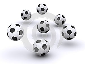 Many soccer balls