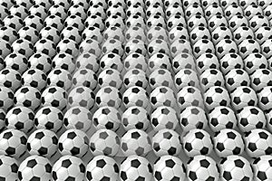 So many soccer balls, 3d illustration