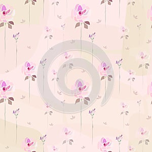 Many Softness pink roses flowers on multi-colored background