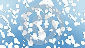 Many speech bubble icons floating on blue background. Symbol of network communication. Business concept. Loop animation.