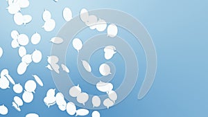 Many speech bubble icons floating on blue background. Symbol of network communication. Business concept. Loop animation.