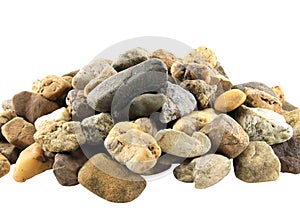 Many stones or rock isolated on white background.Used as a raw material for construction, garden decoration and useful for plant