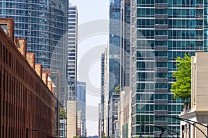 Many tall modern apartment buildings in Chicago Downtown